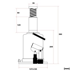 Hydraulinen pullonostin 10 t, 205–390 mm, hallittu laskutoiminto, musta
