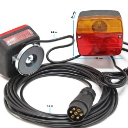 Magneettikiinnitteiset perävaunun takavalot, 7-napainen, 7,5 m kaapeli, 2 kpl