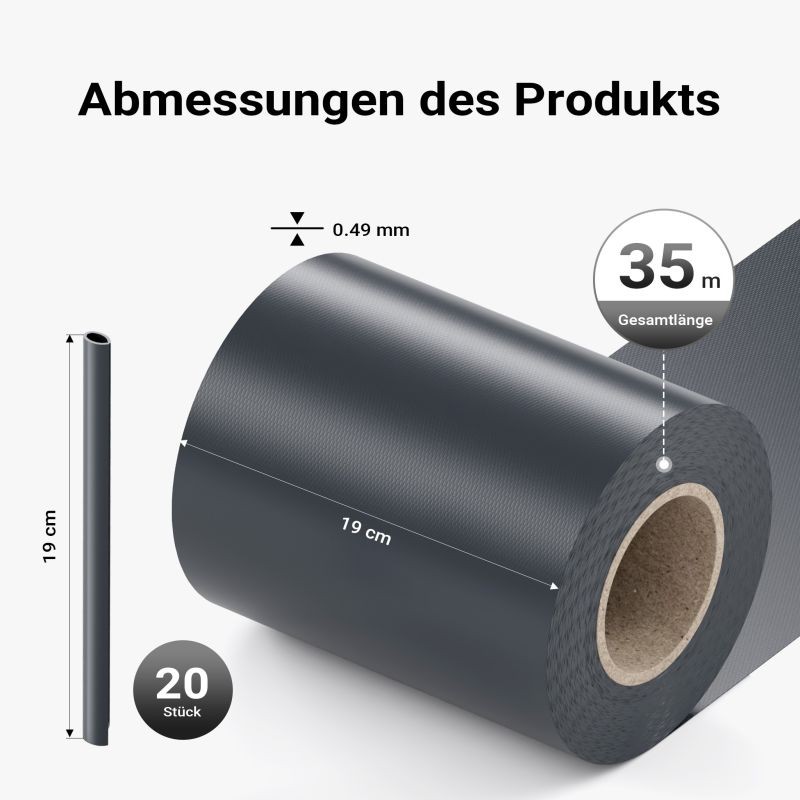 Näkösuojanauhat antrasiitti, PVC, 35 m x 19 cm, 650 g/m², 20 kpl kiinnitysklipsiä