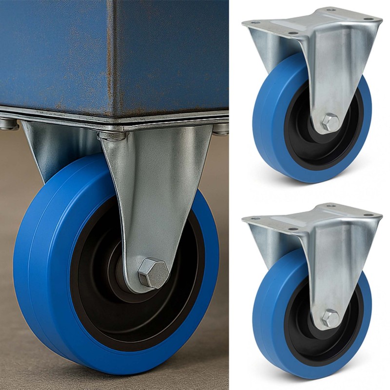 Kiinteät kuljetuspyörät 2 kpl, Ø160 mm, 300 kg, kumipinta, kiinnityslevyllä