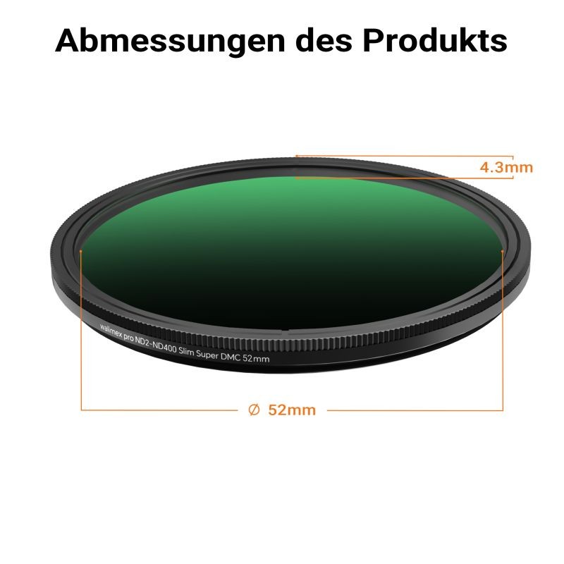 Walimex pro ND2-ND400 muuttuva ND-suodin 52 mm Slim, 9 aukkovaihetta