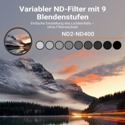 Walimex pro ND2-ND400 muuttuva ND-suodin 52 mm Slim, 9 aukkovaihetta