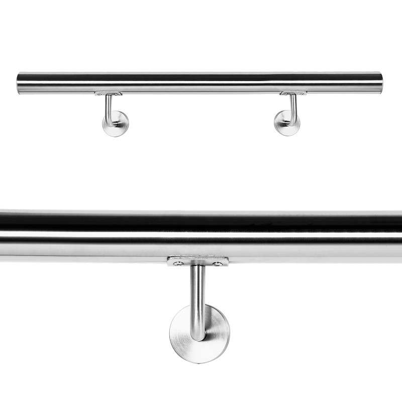 Kaide V2A-ruostumaton teräs 100 cm, hopea, 42 mm, 2 kpl kiinnikkeet