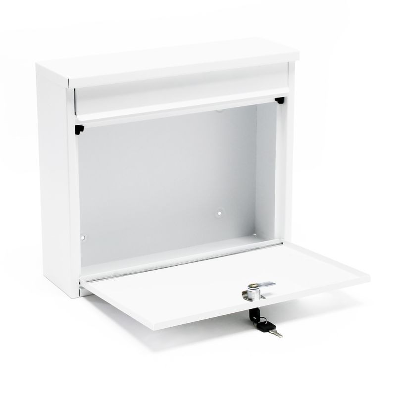 Postilaatikko V13 valkoinen 360 x 105 x 315 mm, lukittava, jauhemaalattu teräs