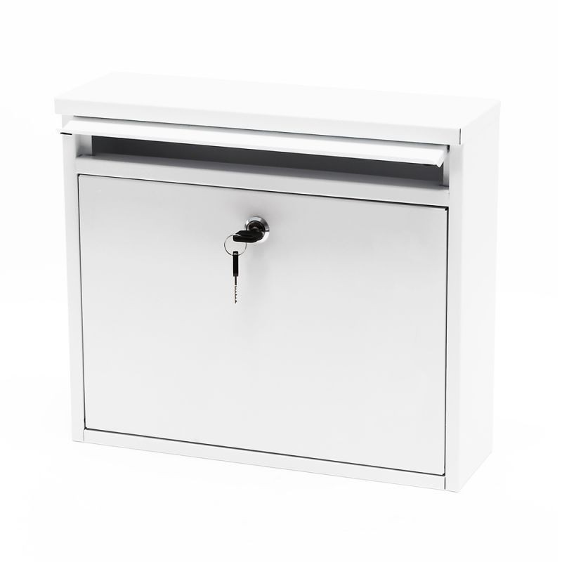 Postilaatikko V13 valkoinen 360 x 105 x 315 mm, lukittava, jauhemaalattu teräs