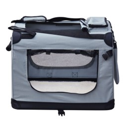 Fudajo taitettava kuljetuslaatikko koirille ja kissoille S 50x35x35 cm harmaa peitto ja kantokahva