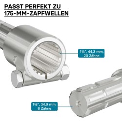 Voimanottoakselin adapteriholkki 175 mm, 20 uraa / 6 hammasta, AISI 1045 -teräs