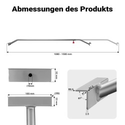 Säädettävät pressutuet perävaunulle, 2 kpl, alumiini, 108–150 cm