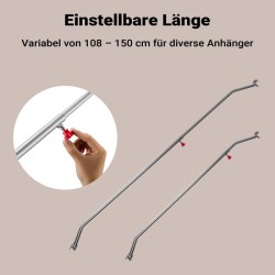 Säädettävät pressutuet perävaunulle, 2 kpl, alumiini, 108–150 cm