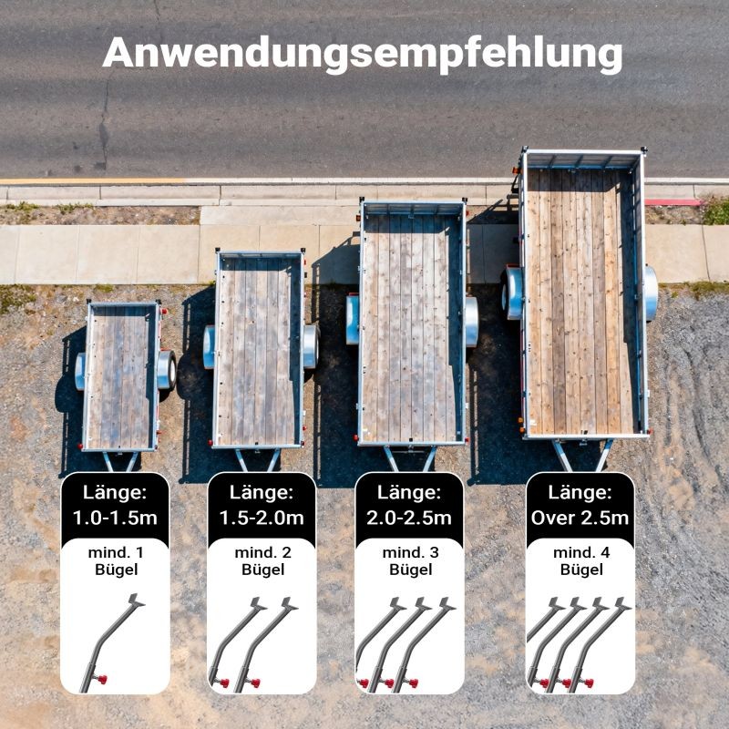 Säädettävät pressutuet perävaunulle, 2 kpl, alumiini, 108–150 cm