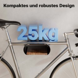 Polkupyöräteline seinään, musta, 25,6 x 30 x 11,4 cm, max 25 kg, Ø 55 mm yläputki, ohjaustanko 500 mm