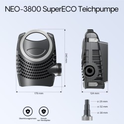 SunSun CPF-10000 lampisuodatinsetti 10000 l: 11 W UV-C, NEO-3800 SuperECO pumppu 3600 l/h, 5 m letku 38 mm