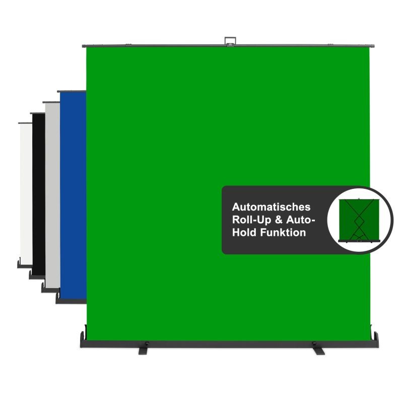Walimex pro Roll-up Greenscreen-tausta vihreä 210 x 220 cm kuljetuslaatikolla