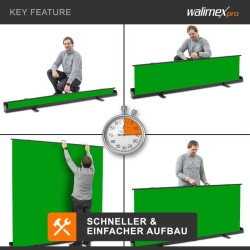 Walimex pro Roll-up Greenscreen-tausta vihreä 210 x 220 cm kuljetuslaatikolla
