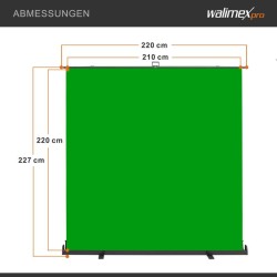 Walimex pro Roll-up Greenscreen-tausta vihreä 210 x 220 cm kuljetuslaatikolla