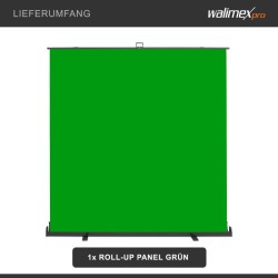 Walimex pro Roll-up Greenscreen-tausta vihreä 210 x 220 cm kuljetuslaatikolla