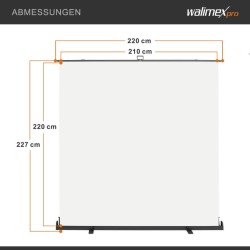 Walimex pro rullattava taustaseinä valkoinen 210 x 220 cm, kuljetuslaatikolla