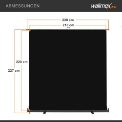 Walimex pro Rullattava taustajärjestelmä musta 210 x 220 cm, kuljetuslaatikolla