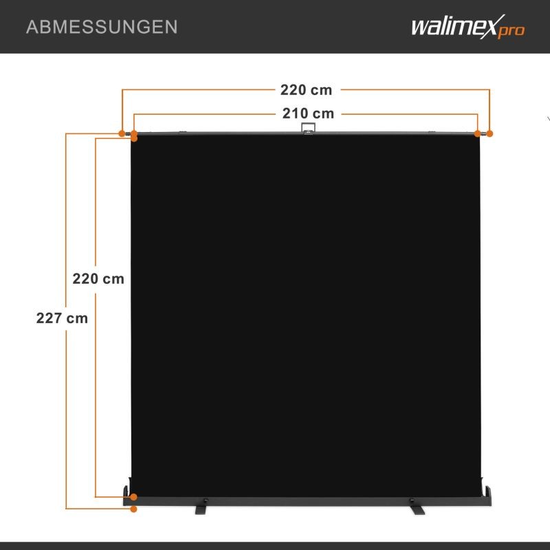 Walimex pro Rullattava taustajärjestelmä musta 210 x 220 cm, kuljetuslaatikolla