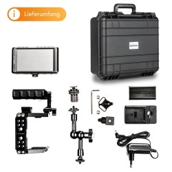 Walimex pro Advanced Movie Set -kuvausetti, Aptaris Universal XL MkII -häkki ja 4K IPS -monitori