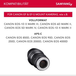 Samyang 35mm f 1 5 Video DSLR II objektiivi Canon EF manuaalinen tarkennus musta