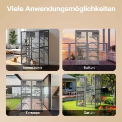 Kissojen ulkohäkki kuusipuu PVC pinnoite 116 x 82 x 175 7 cm harmaa