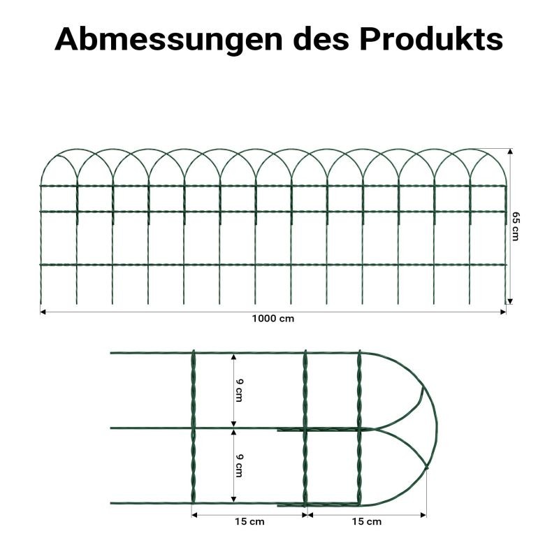Verkkoaita 0,65 x 10 m, vihreä, PVC-pinnoitettu teräs, silmäkoko 9 x 15 cm