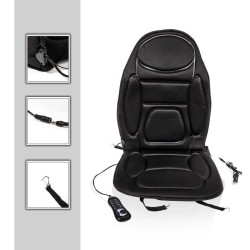 Hieronta- ja lämpöalusta autoon 105x50 cm, 12 V, 5 hierontamoottoria, musta