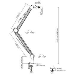 Toboli Mikrofonin nivelvarsi 80 cm, musta, pöytäteline