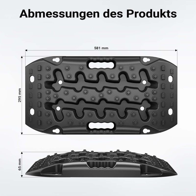 Vetolevyt hiekalle, mudalle ja lumelle, 2 kpl, 581 x 295 x 65 mm, 7 t, musta, HDPE/LDPE
