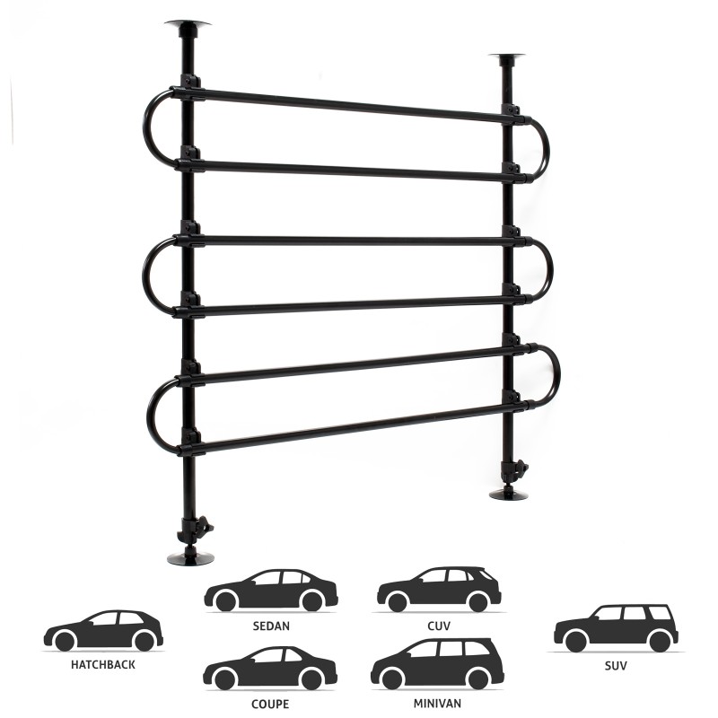 Koiraportti autoon Malli C, säädettävä, 60–117 cm x 82–140 cm, musta