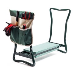 Toboli puutarhan polvituoli ja istuin, taitettava, pehmustettu, 2 taskua, vihreä, 150 kg
