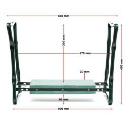 Toboli puutarhan polvituoli ja istuin, taitettava, pehmustettu, 2 taskua, vihreä, 150 kg