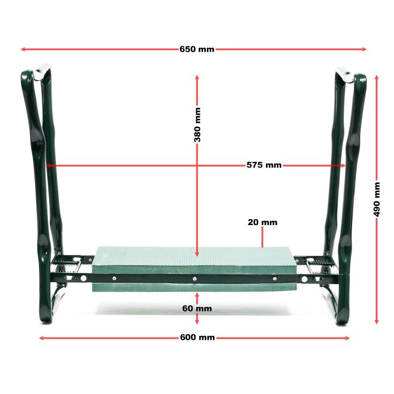 Toboli puutarhan polvituoli ja istuin, taitettava, pehmustettu, 2 taskua, vihreä, 150 kg