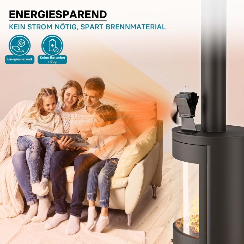 Sähköttömästi toimiva takatuuletin, 3 siipeä, 70–350 °C, musta