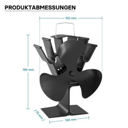 Sähköttömästi toimiva takatuuletin, 3 siipeä, 70–350 °C, musta