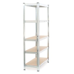 Raskashyllykkö 90x40x180 cm, 5 hyllytasoa, sinkitty teräs ja MDF, 875 kg, hopea