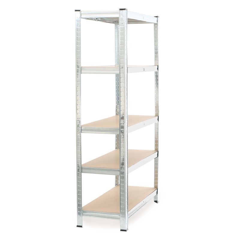 Raskashyllykkö 90x40x180 cm, 5 hyllytasoa, sinkitty teräs ja MDF, 875 kg, hopea