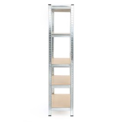 Raskashyllykkö 90x40x180 cm, 5 hyllytasoa, sinkitty teräs ja MDF, 875 kg, hopea