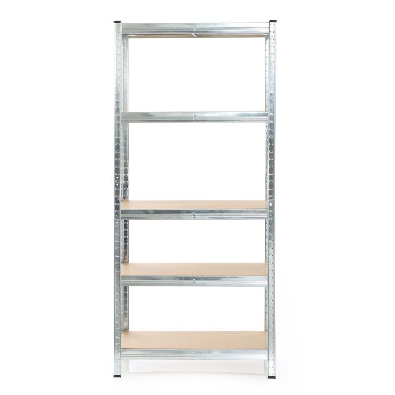 Raskashyllykkö 90x40x180 cm, 5 hyllytasoa, sinkitty teräs ja MDF, 875 kg, hopea