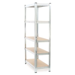 Raskashyllykkö 90x40x180 cm, 5 hyllytasoa, sinkitty teräs ja MDF, 875 kg, hopea