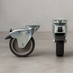 Kääntyvät kuljetuspyörät 4 kpl, Ø100 mm, 80 kg/pyörä, kokojarrulliset, kiinnityslevyllä, musta
