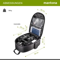 Mantona Azurit kamerareppu, musta, DSLR- ja peilittömille kameroille, jopa 5 objektiivia, jalustakiinnike
