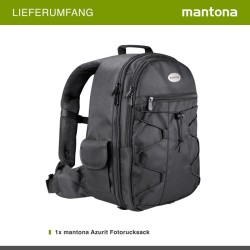 Mantona Azurit kamerareppu, musta, DSLR- ja peilittömille kameroille, jopa 5 objektiivia, jalustakiinnike