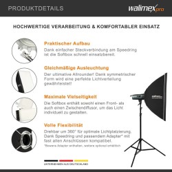 Walimex pro Basic Softbox 60 x 90 cm, 360° kääntyvä, Bowens-adapteri, etu- ja sisädiffuusori, kuljetuslaukku