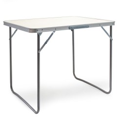 Kokoontaitettava retkipöytä 80x60 cm, valkoinen MDF ja alumiinirunko