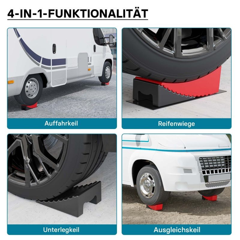 XPOtool Tasauskeilasetti matkailuautoille ja asuntovaunuille, 10 cm, 13 600 kg, 4 kpl keiloja