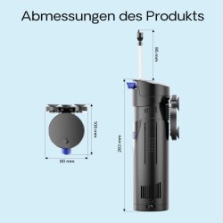 SunSun CUP-807 4-in-1 akvaarion sisäsuodatin 700 l/h, UVC-selkeytin ja hapetus, musta