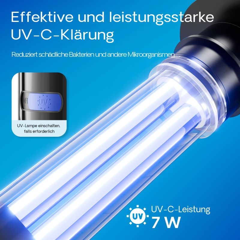 SunSun CUP-807 4-in-1 akvaarion sisäsuodatin 700 l/h, UVC-selkeytin ja hapetus, musta