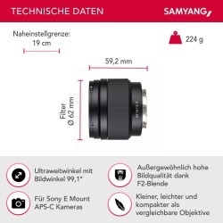Samyang AF 12mm f/2.0 laajakulmaobjektiivi Sony E APS-C